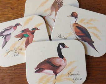 Four Duck and Goose Coasters, Avon Chesapeake Collection Coasters, Metal Coasters Made in England