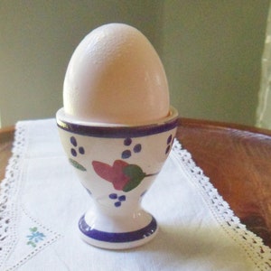 Folk Art Egg Cup, Vintage Hand Painted Floral Egg Cup, 60s