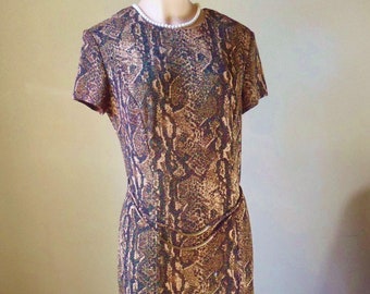 Metallic Reptile Dress, Floor Lengh Evening Gown, Size 8, Scarlett Brand Dress, Vintage Reptile Cocktail Dress