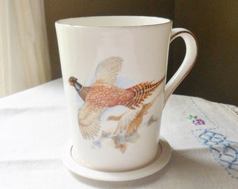 Pheasent Cup and Coaster, Oakley Fine Bone China England, Vintage Cup and Coaster Set