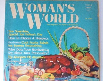 Womans World Magazine, August 1972, Summer Entertaining Issue, How to Choose a Hairpiece, 70s Swim Suits