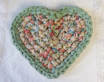 Braided Rag Heart, Handmade Farmhouse Rag Heart, Does Not Lay Flat