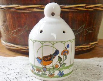 Bird Cage Pomander, Hanging Bird Cage Shaped Sachet Holder, Vintage Ceramic Closet and Drawer Sachet