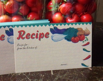 Vegetable Recipe Cards, 50 Vintage Recipe Cards 5 x 3