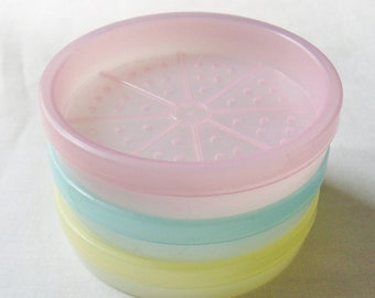 Set of Three Tupperware Coasters, Two Part Vintage Wagon Wheel Coasters