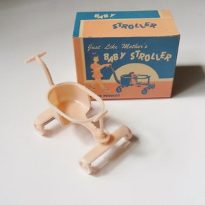 Pink Jeryco Baby Stroller, Just Like Mothers Toy Doll Stroller in Original Box, Vintage Mid Century Toys
