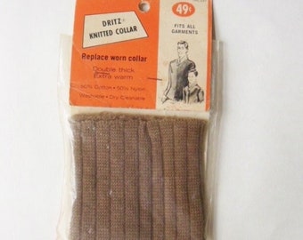 Dritz Knitted Collar, Unopened Brown Replacement Collar, 60s, Vintage Sewing Supply