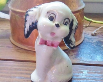 White Puppy Figurine, Japan Dog Figurine, Small Vintage Puppy Figurine, 40s