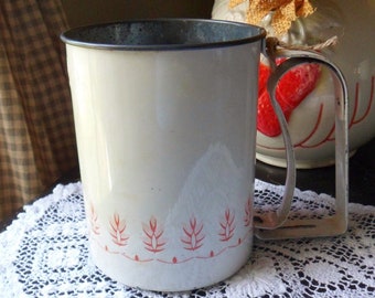 Androck Flour Sifter, Vintage 3 Cup Single Screen Metal Sifter with Wheat Pattern