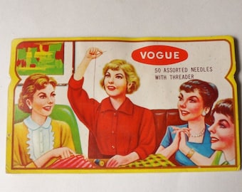 Assorted Vogue Sewing Needles, Sewing Needle Card, Paper Booklet of 50 Needles and Threader