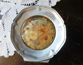 Lucite Pewter Napkin Holder, Colorflo Dried Flower Napkin Holder