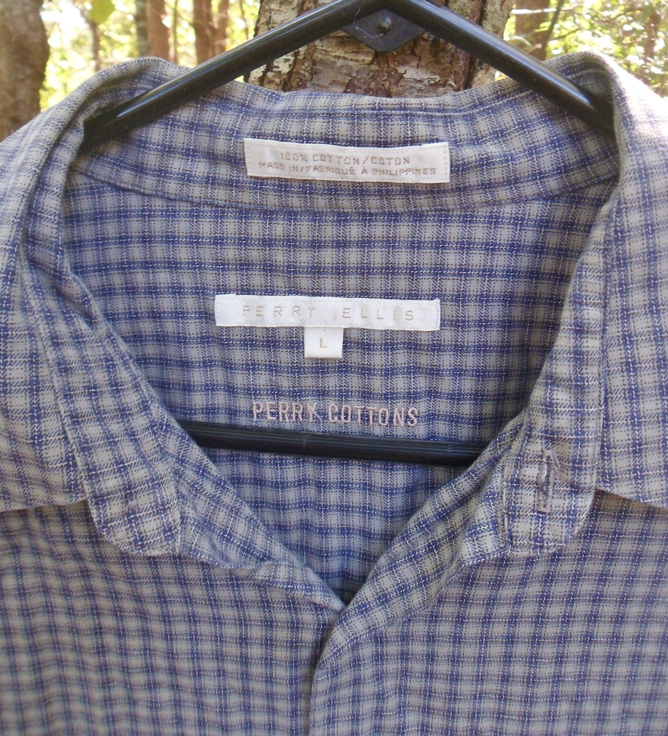 Perry Ellis Button Down Shirt With External Seam, Mens Vintage 