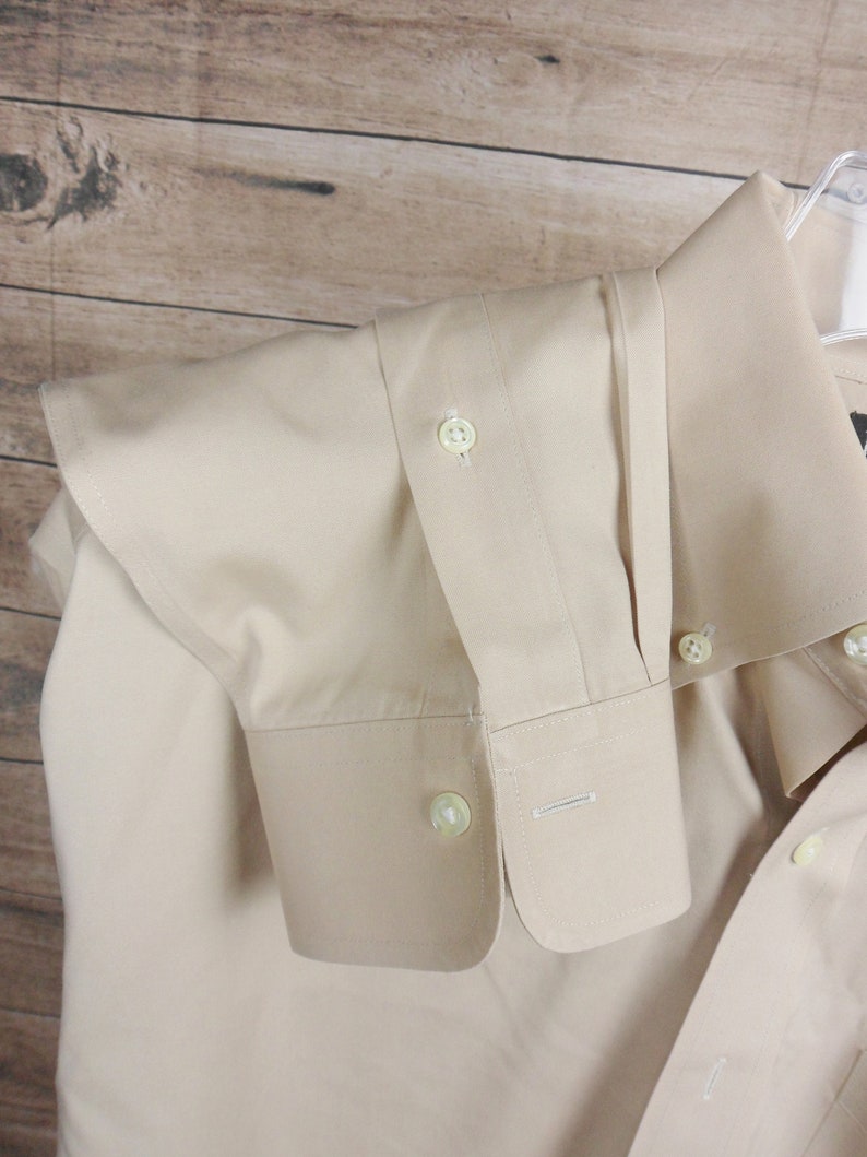 Jos A Bank Travelers Collection Tan Button Down Shirt, Mens Long Sleeve Vintage Cotton Shirt, Size 15 1/2-32 bild 3