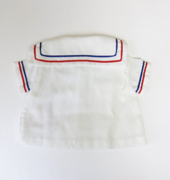 Nautical Babys Top, Vintage White Short Sleeve Bu… - image 4