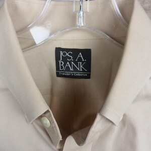 Jos A Bank Travelers Collection Tan Button Down Shirt, Mens Long Sleeve Vintage Cotton Shirt, Size 15 1/2-32 bild 4