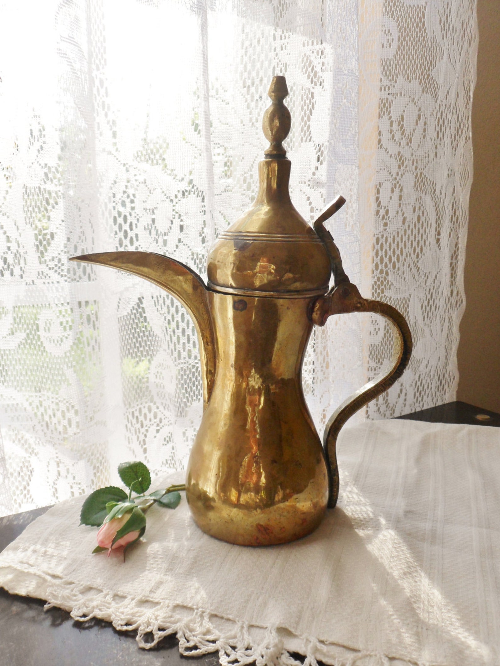 Turkish Teapot Handmade Solid Brass Teapot with Copper Etsy