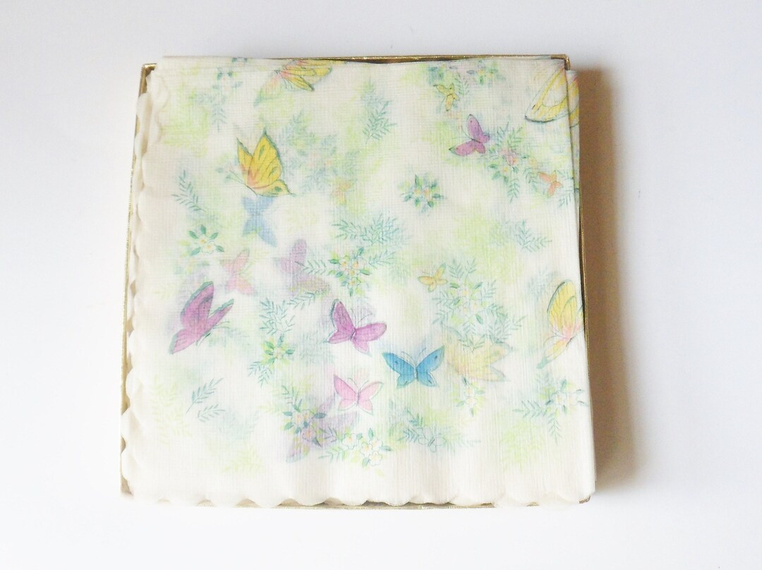 Box of Rice Paper Hankies With Butterflies Disposable Rice Etsy