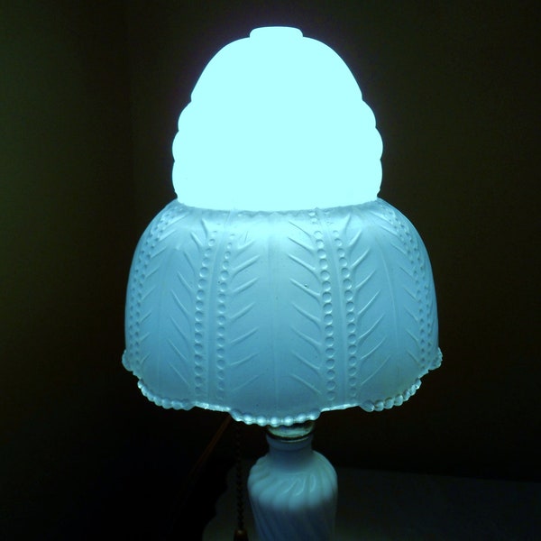 Bubble Glass Lamp Shade, Blue Frosted Glass Bell Shade