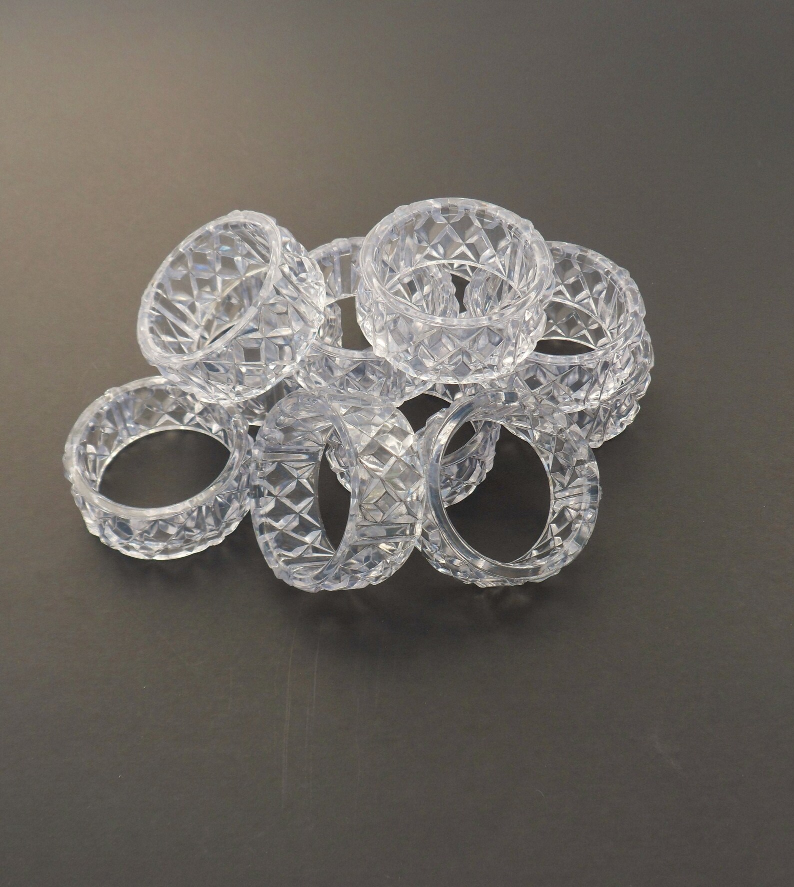Eleven Clear Acrylic Napkin Rings Diamond Cut Plastic Napkin Etsy