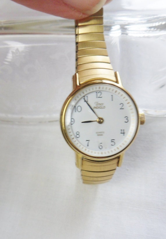 Timex Indigo Quartz Wrist Watch, Ladys Vintage Gol