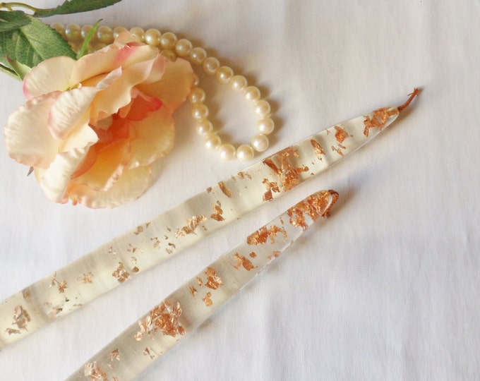 Clear Lucite Candles With Gold Flakes Confetti Candles 11 Etsy