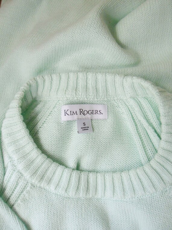 Kim Rogers Light Pastel Green Cotton Sweater, Siz… - image 6