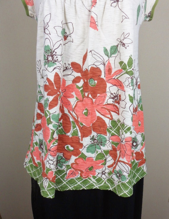 FANG Floral Tunic Top, Vintage Boho Style Long Be… - image 3
