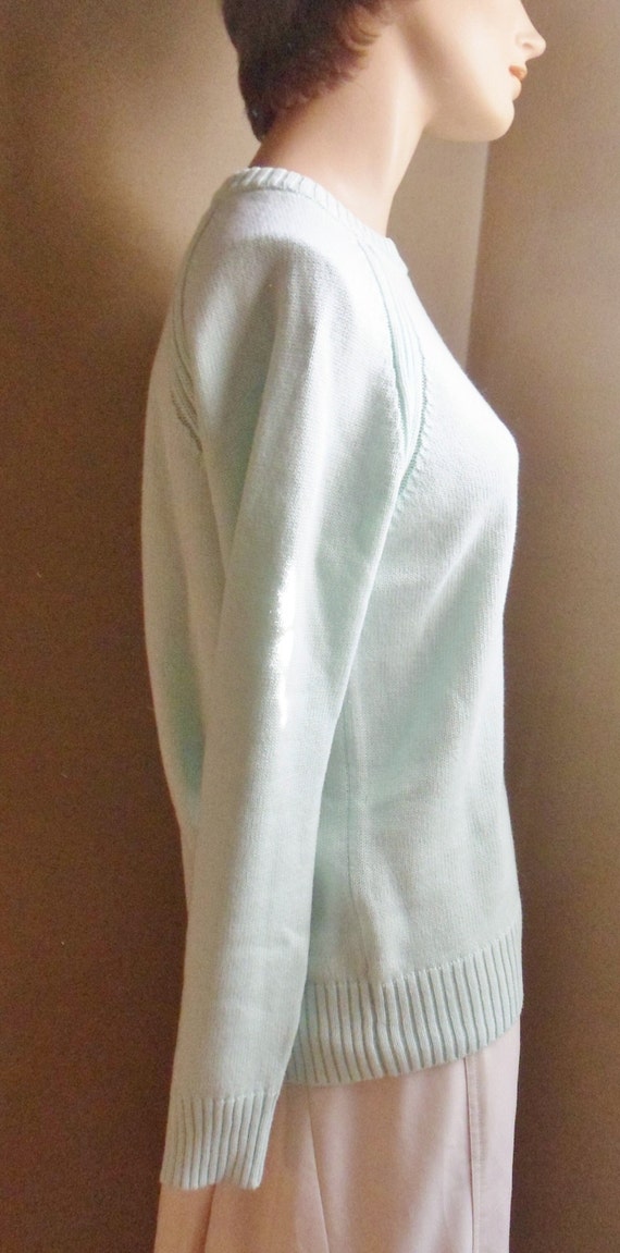 Kim Rogers Light Pastel Green Cotton Sweater, Siz… - image 4