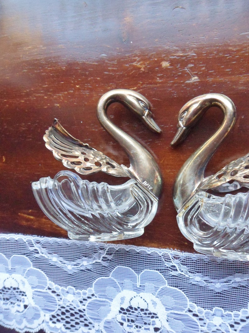 Swan Salt Cellars Italian Lead Crystal Salt Dips With Etsy