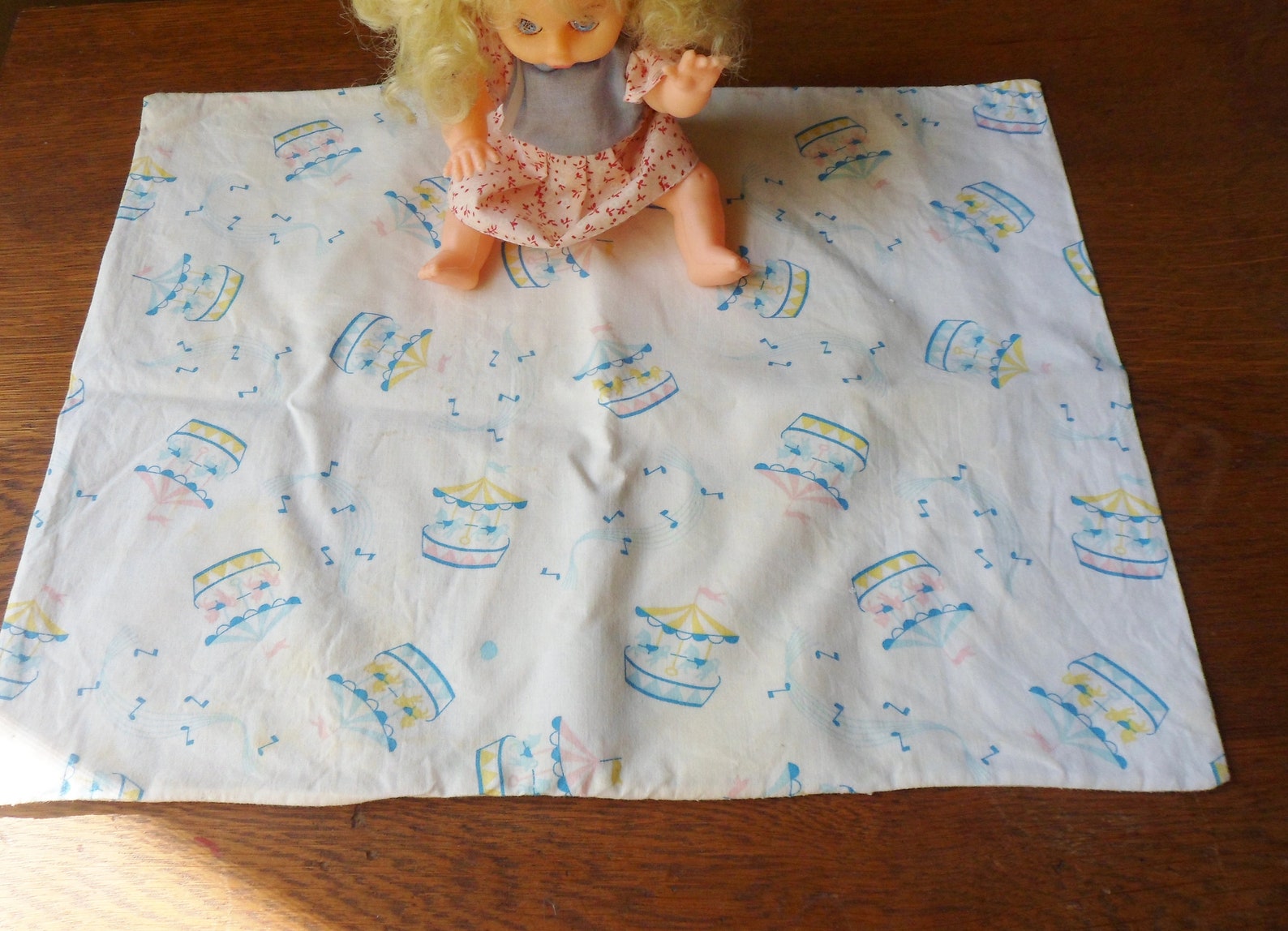 Baby Pillow Sham With Carousels Babys Pillow Cover With Merry Etsy