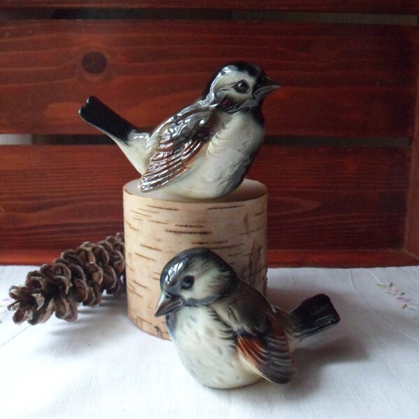 Pair of Goebel Sparrows, German Bird Figurines, Goebel Birds