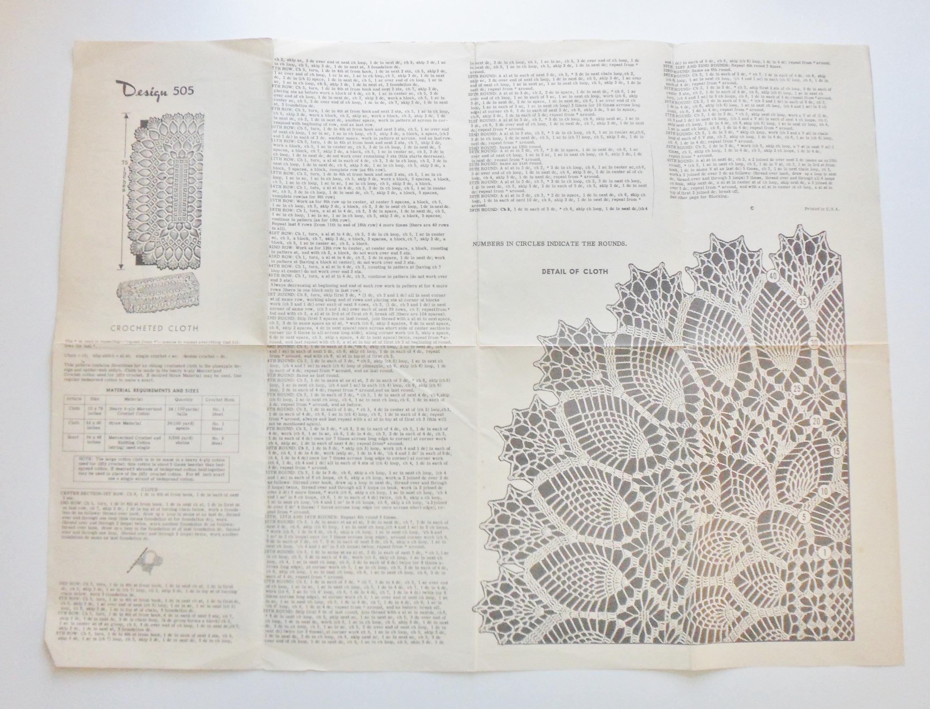 Crocheted Oblong Tablecloth Sheet Pattern, 52
