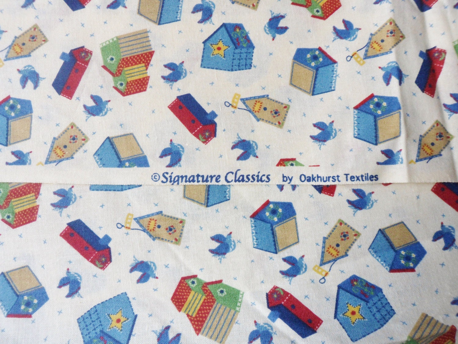 Bird House Fabric With Bluebirds 1 Yd X 45 Signature Etsy