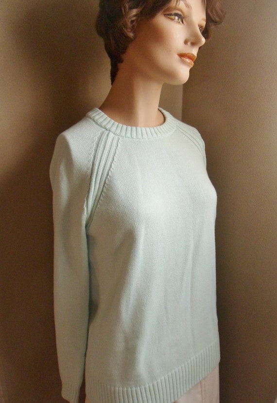Kim Rogers Light Pastel Green Cotton Sweater, Siz… - image 1