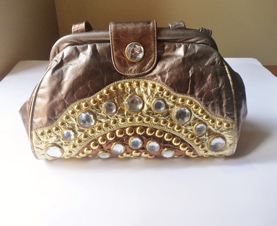 Sac bandouli re en cuir clout de strass sac main en strass
