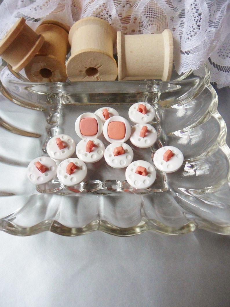 Twelve Pink and White Buttons 58 Two-Tone Buttons