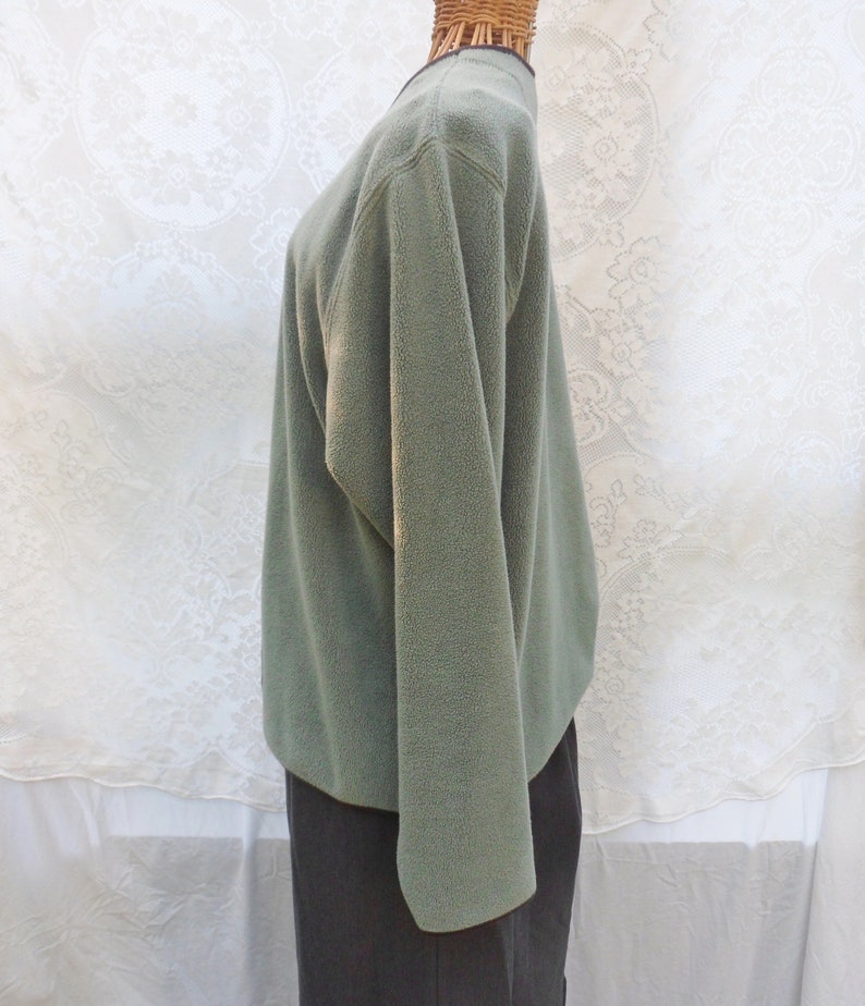 Cardigan Style Button Down Jacket Sage Green Fleece Jacket Green LL Bean Jacket Size Medium