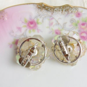 Keyes Aurora Borealis Clear Glass Cluster Bead Earrings, Vintage Keyes Clip-on Bead Earrings image 6