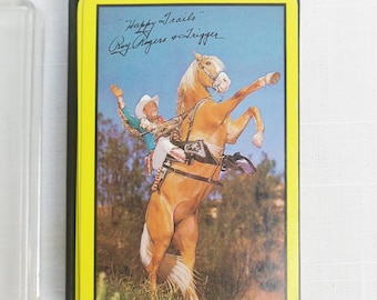 Naipes Happy Trails Roy Rogers y Trigger en estuche de plástico, naipes vintage de programas de televisión, años 60