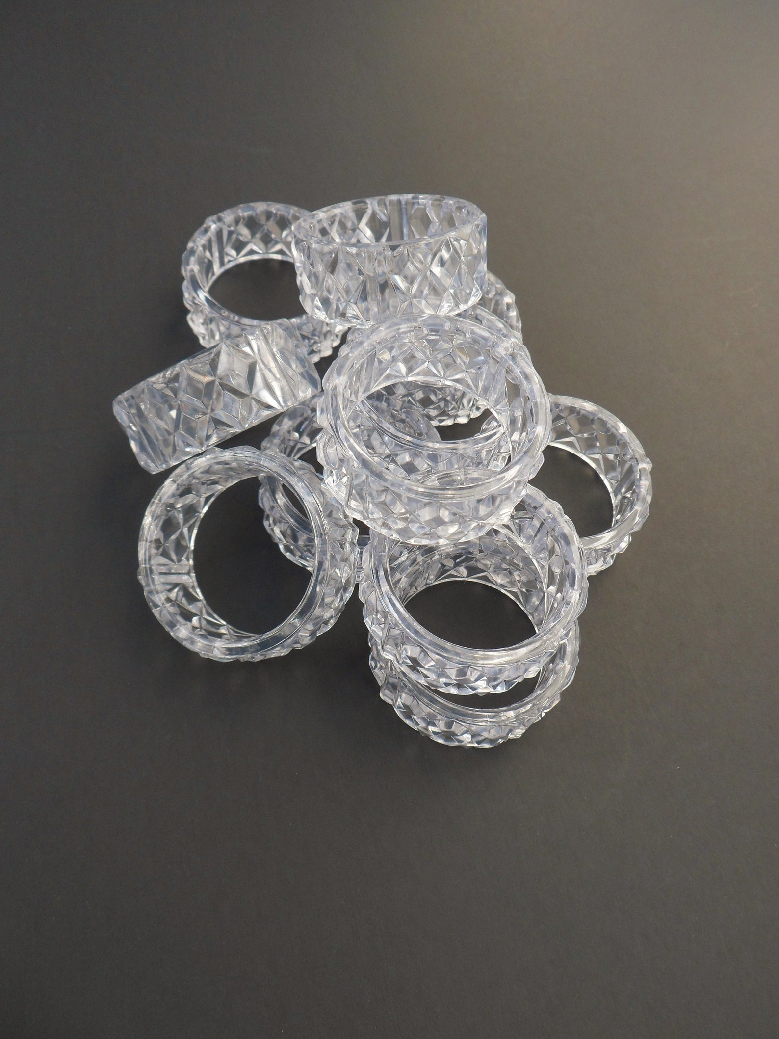 Eleven Clear Acrylic Napkin Rings Diamond Cut Plastic Napkin Etsy