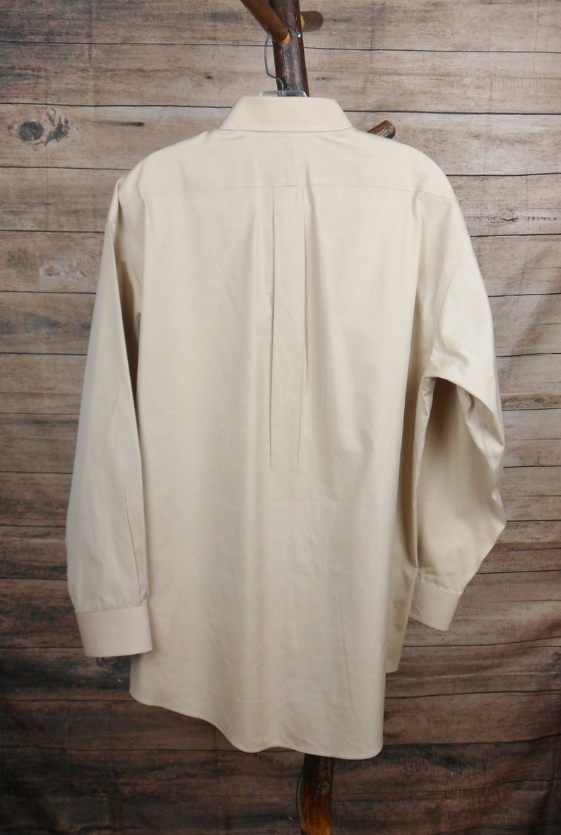 Jos A Bank Travelers Collection Tan Button Down Shirt, Mens Long Sleeve Vintage Cotton Shirt, Size 15 1/2-32 bild 2