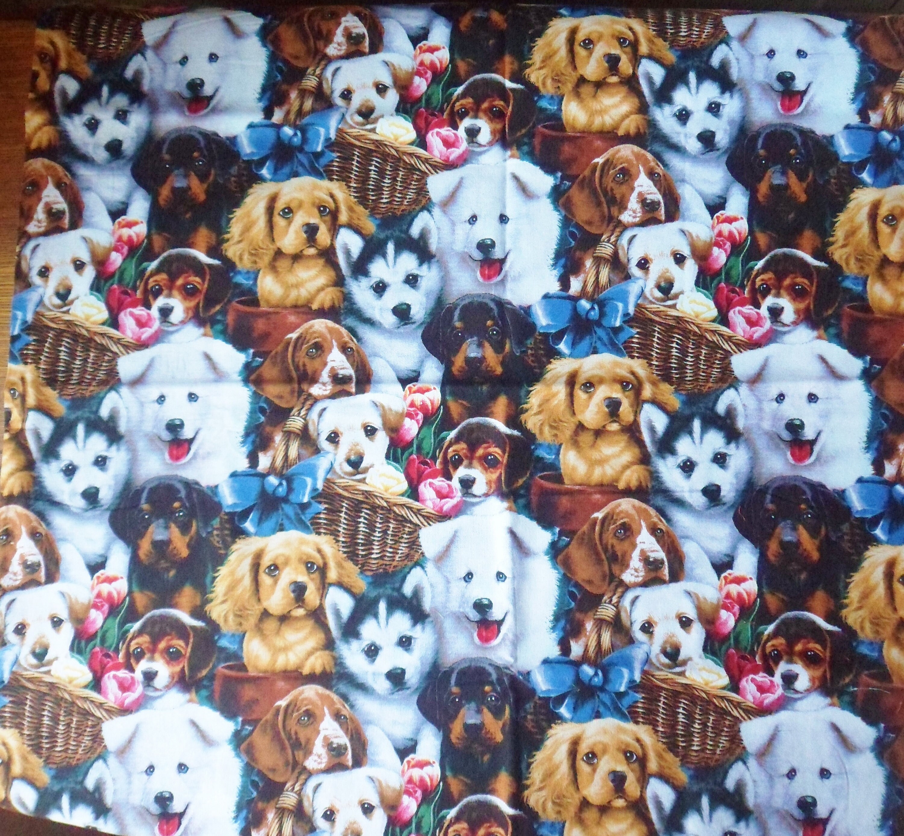 Puppy Print Cotton Fabric 24 x 44 Jenny Newland Etsy