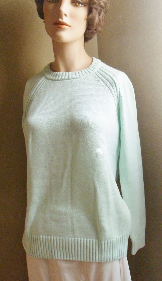 Kim Rogers Light Pastel Green Cotton Sweater, Siz… - image 3