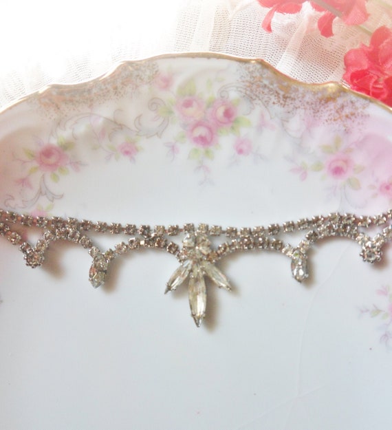 Crystal Rhinestone Necklace, Mid Century Calibre a