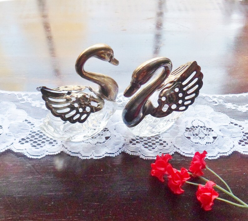 Swan Salt Cellars Italian Lead Crystal Salt Dips With Etsy