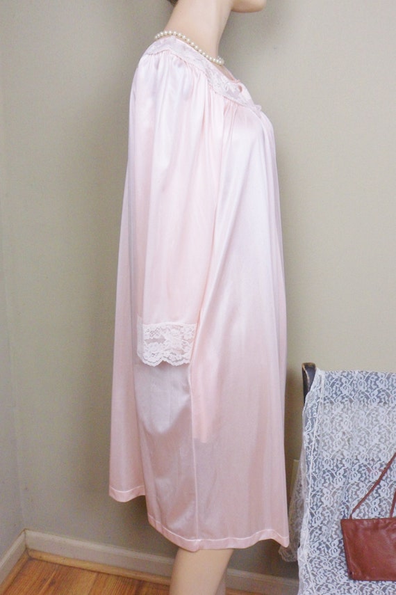 Gilead Pink Nylon Robe, Lacy Sheer Button Down Ho… - image 7