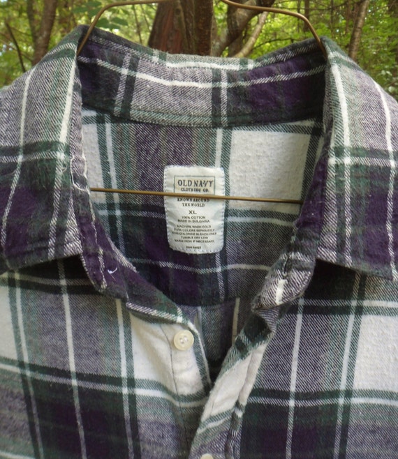Old Navy Flannel Button Down Shirt, Mens Vintage … - image 5