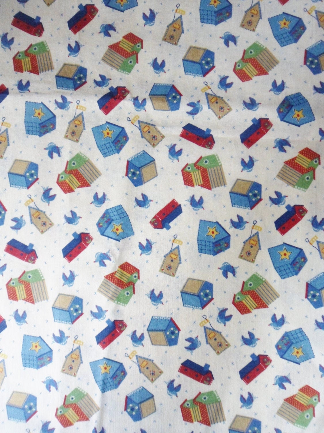 Bird House Fabric With Bluebirds 1 Yd X 45 Signature Etsy