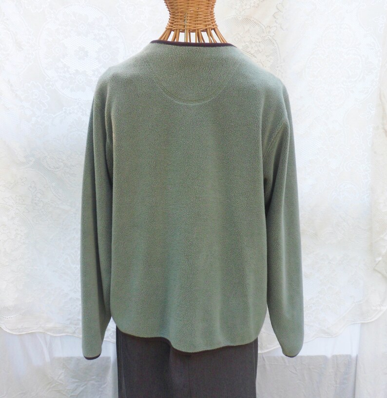 Cardigan Style Button Down Jacket Sage Green Fleece Jacket Green LL Bean Jacket Size Medium