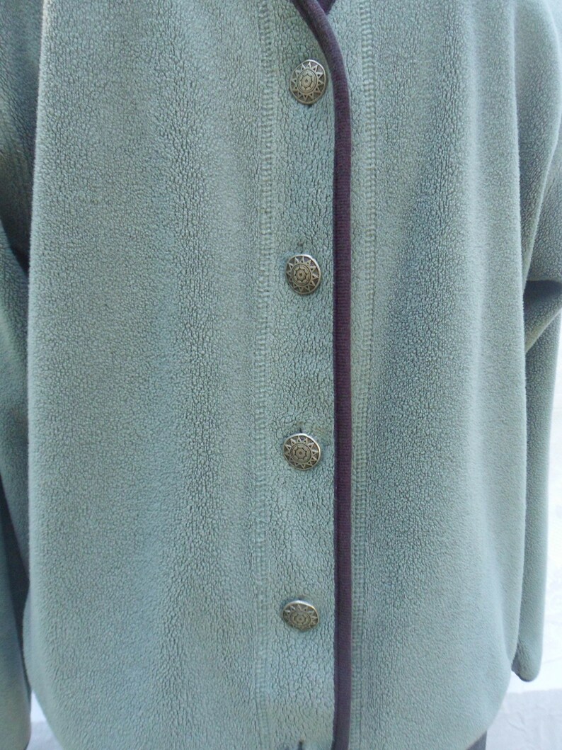 Cardigan Style Button Down Jacket Sage Green Fleece Jacket Green LL Bean Jacket Size Medium